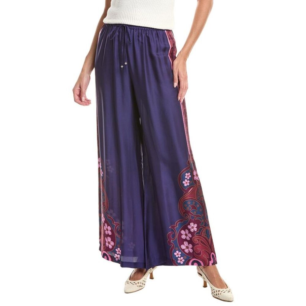 Johnny Was Womens  Frankie Easy Silk-Blend Pant, Purple